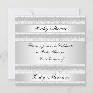 Invitation de fête de Baby Shower douce blanche