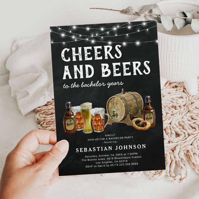 Invitation de fête de bachelor "Cheers & Beers" (Créateur téléchargé)