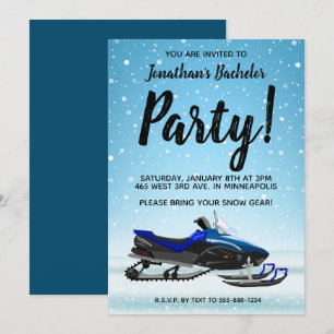 Invitation de fête de bachelor d'hiver en motoneig