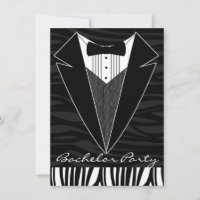 Invitation de fête de bachelor en smoking noir
