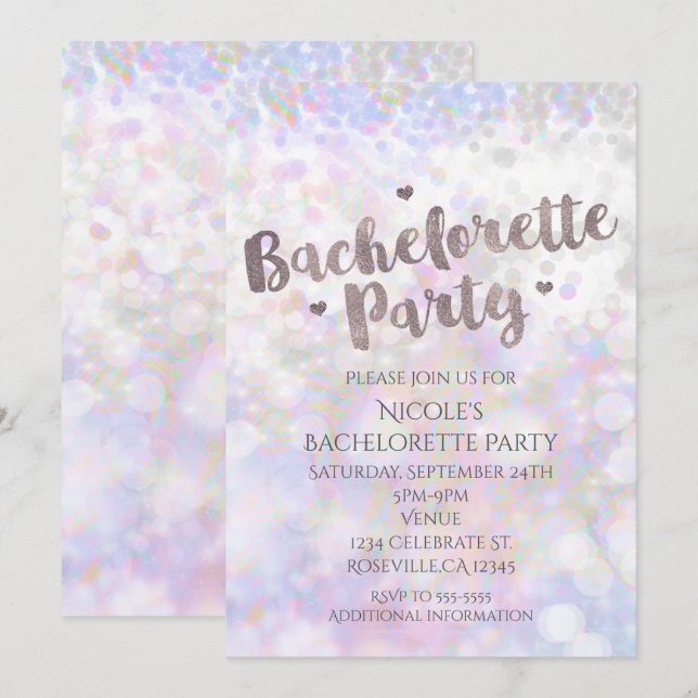 Invitation de fête de bachelorette à scintillement (Devant / Derrière)