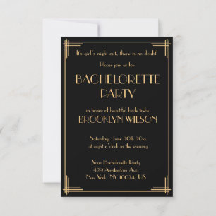 Invitation de fête de Bachelorette Art Déco Tiny G