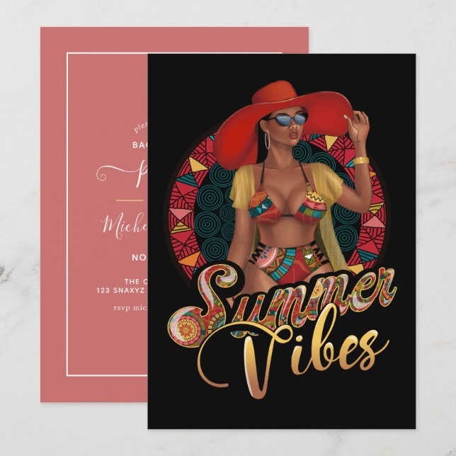 Invitation de fête de bachelorette aux vibrations  (Devant / Derrière)