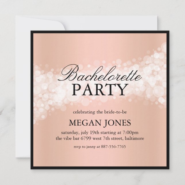 Invitation de fête de bachelorette avec confettis  (Devant)