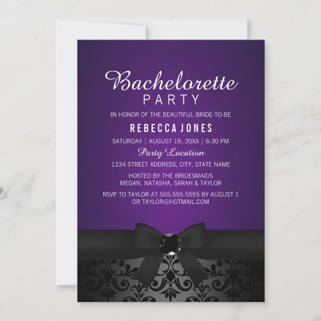 Invitation de fête de Bachelorette avec un nœud no (Devant)