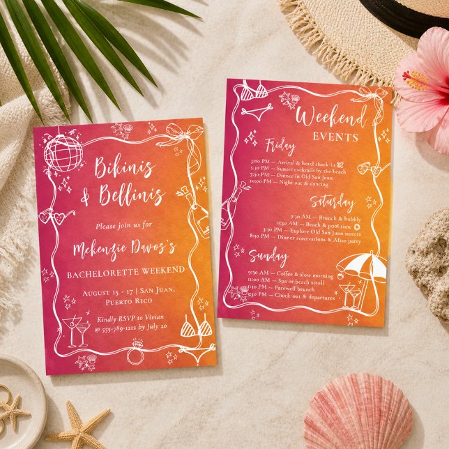 Invitation de fête de Bachelorette Bikinis & Belli (Créateur téléchargé)