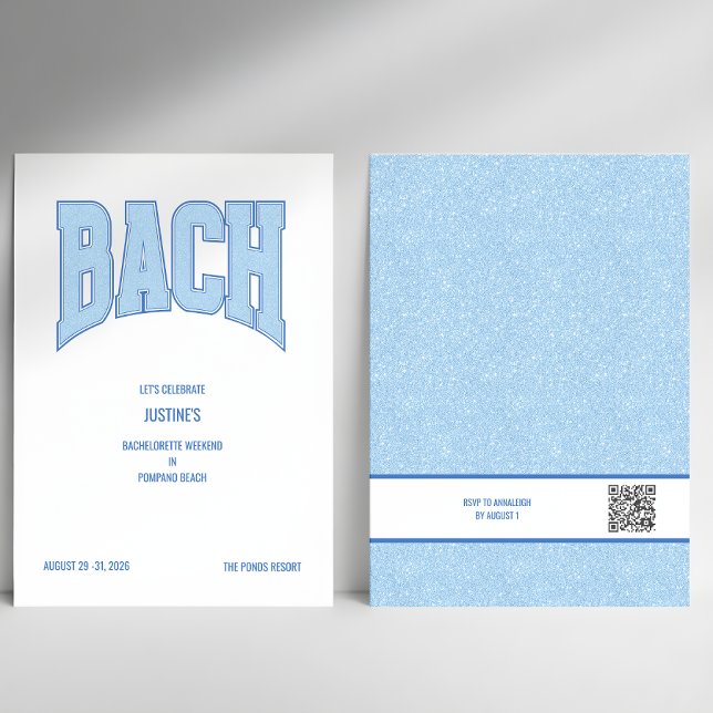 Invitation de fête de Bachelorette Blue Faux Glitt (Créateur téléchargé)