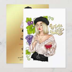 Invitation de fête de bachelorette de femme de vin