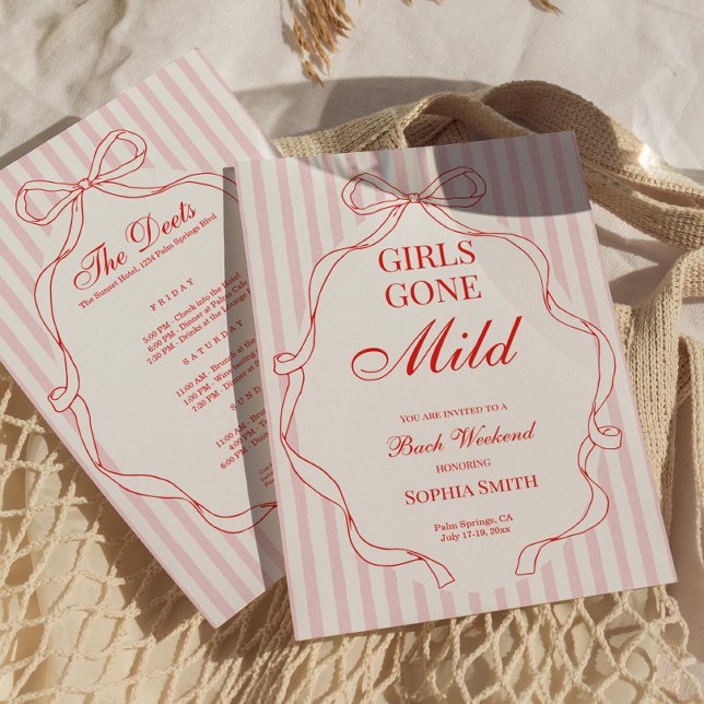 Invitation de fête de bachelorette Girls Gone Mild ( Girls Gone Mild Bachelorette Party Invitation Red)