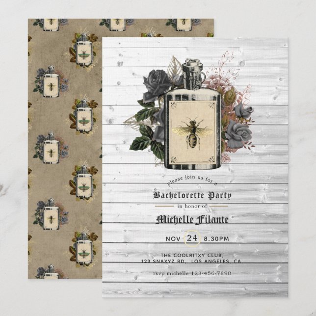 Invitation de fête de Bachelorette Halloween gothi (Devant / Derrière)