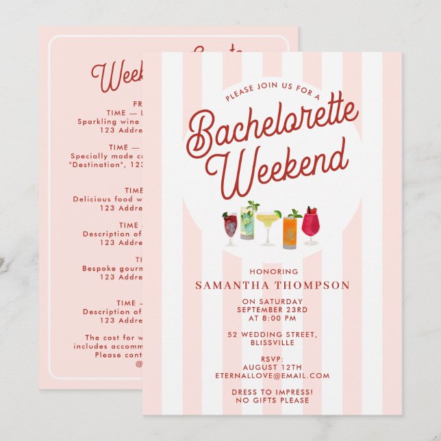 Invitation de fête de Bachelorette itinéraire Bach (Devant / Derrière)