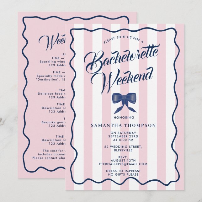 Invitation de fête de Bachelorette Itinéraire Fin  (Devant / Derrière)