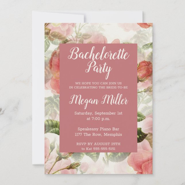 Invitation de fête de bachelorette peinte vintage (Devant)