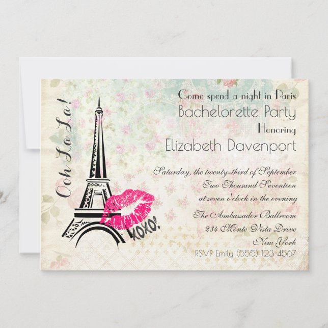 Invitation de Fête de Bachelorette pour une Nuit P (Devant)