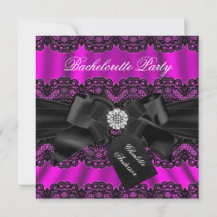 Invitation de fête de Bachelorette rose et noir av