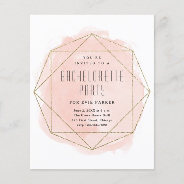 Invitation de fête de bachelorette rose pailletée  (Devant)