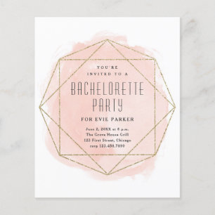 Invitation de fête de bachelorette rose pailletée