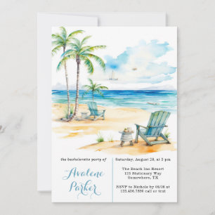 Invitation de fête de Bachelorette Scène de plage