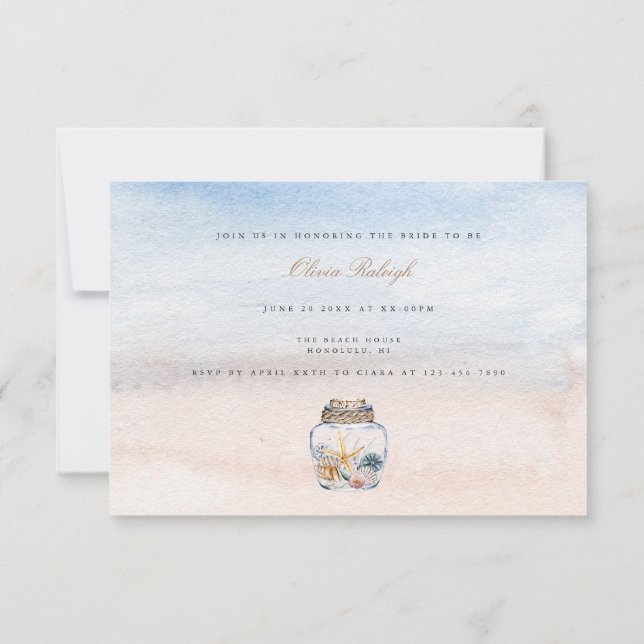 Invitation de fête de Bachelorette sur une plage t (Dos)