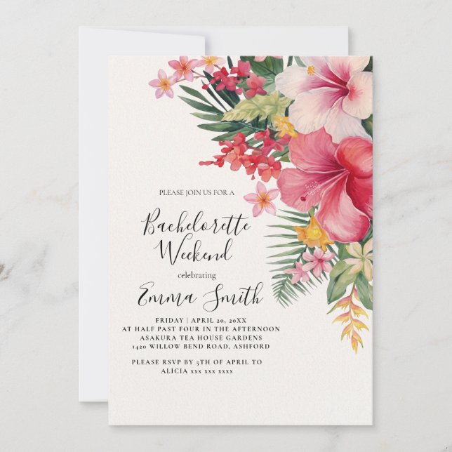 Invitation de fête de Bachelorette tropicale (Devant)