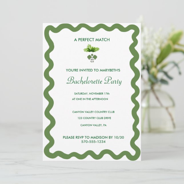 Invitation de fête de bachelorette verte (Debout devant)