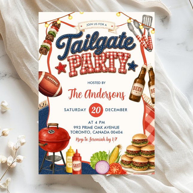 Invitation de fête de barbecue de porte arrière en (Créateur téléchargé)