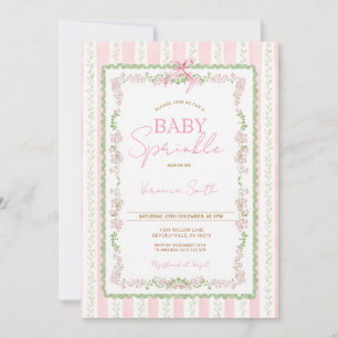 Invitation de fête de bébé rose ruban floral