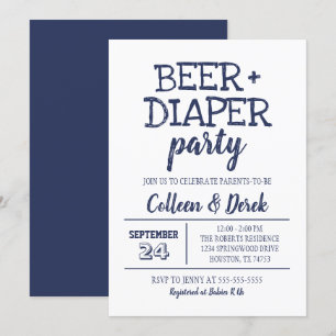 Invitation de fête de bière et de couche   Marine 