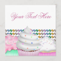 Invitation de fête de buffet de bonbons Cupcake ro