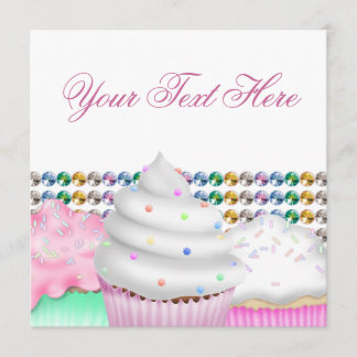 Invitation de fête de buffet de bonbons Cupcake ro