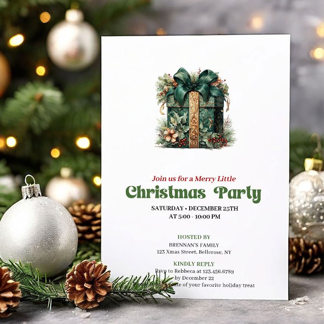 Invitation de fête de cadeau de Noël rétro fantais (Whimsical retro Christmas angel party invitation

)