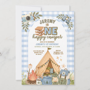 Invitation de fête de camping Blue S'mores pour ga