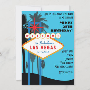 Invitation de fête de casino bleu grand de Las Veg