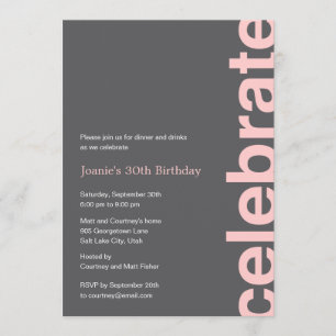 Invitation de fête de célébration moderne - Rose