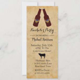 Invitation de fête de célibataire rustique avec bo