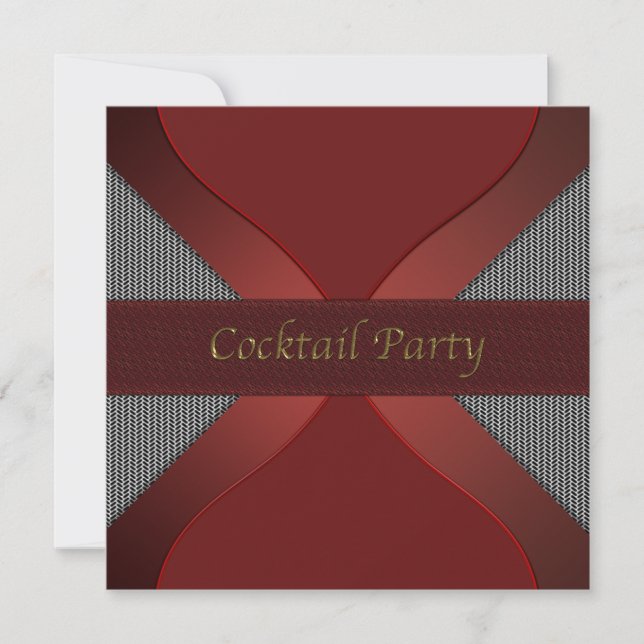 Invitation de fête de cocktail rouge et noir éléga (Devant)