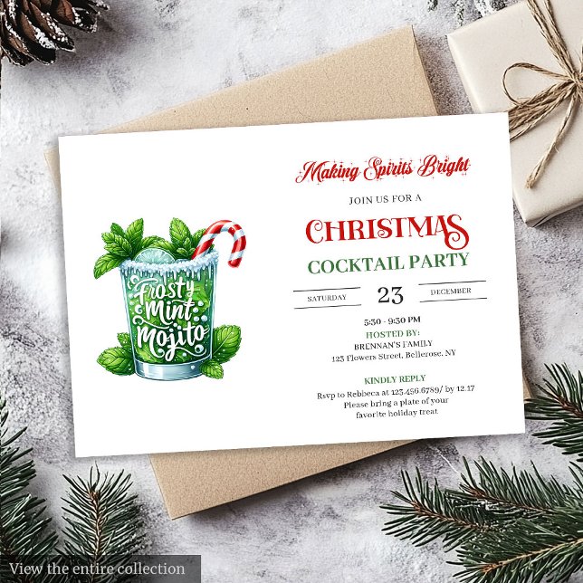 Invitation de fête de cocktails de Noël amusante (Funny Christmas Cocktails Party festive invite)