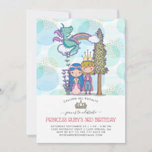 Invitation de fête de conte de fées   Prince & Pri