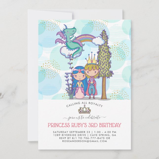 Invitation de fête de conte de fées | Prince & Pri (Devant)