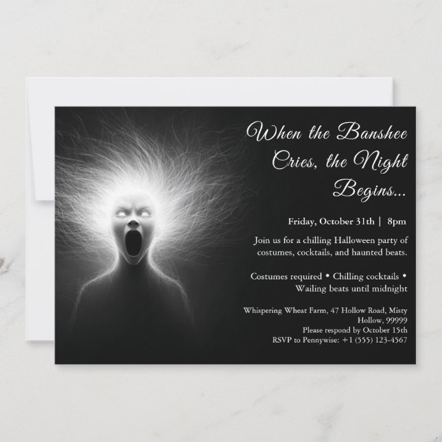 Invitation de fête de costume d'Halloween avec cri (Devant)