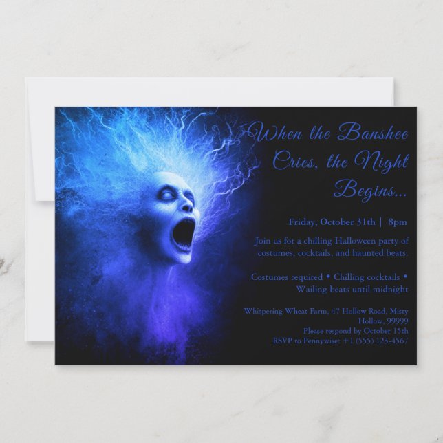 Invitation de fête de costume d'Halloween avec cri (Devant)