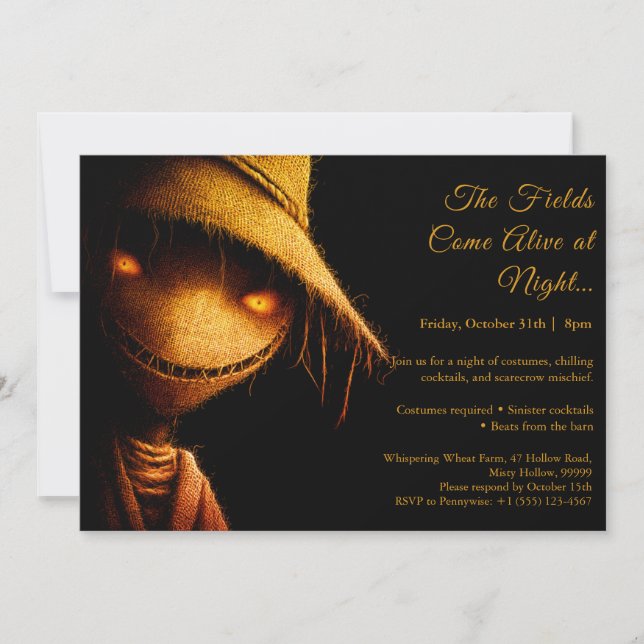 Invitation de fête de costume d'Halloween Ombres d (Devant)
