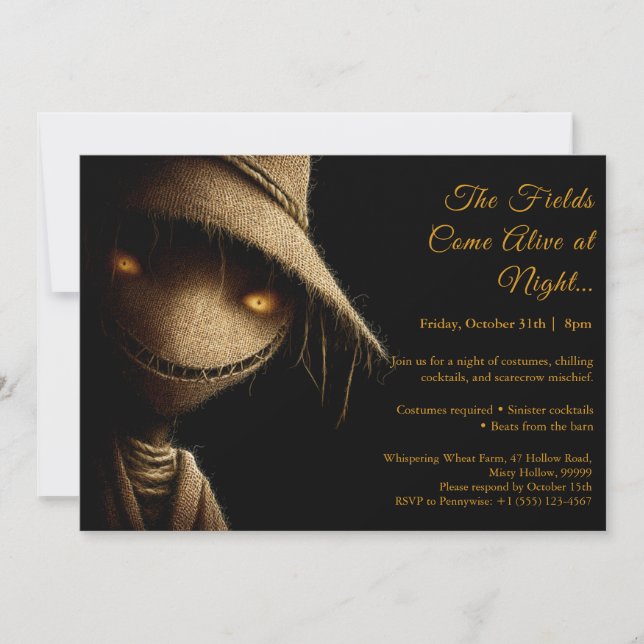 Invitation de fête de costume d'Halloween Ombres d (Devant)