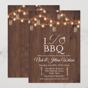 Invitation de fête de couples Rustique I DO BBQ