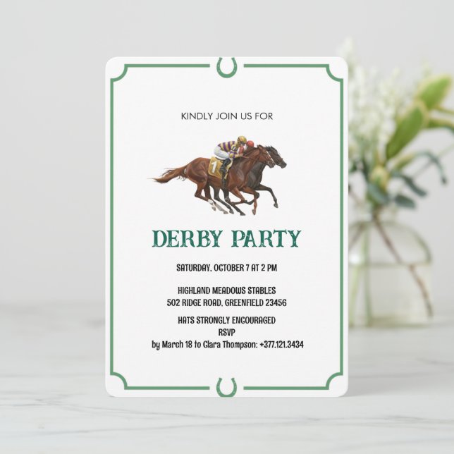 Invitation de fête de course de chevaux Derby vint (Debout devant)