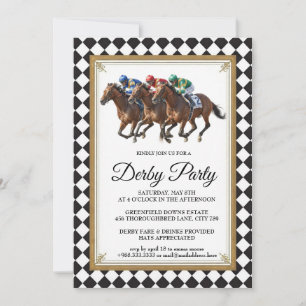 Invitation de fête de course de chevaux Derby vint