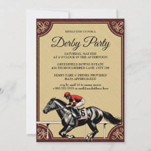 Invitation de fête de course de chevaux Derby Vint