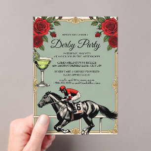Invitation de fête de course de chevaux Vintage De
