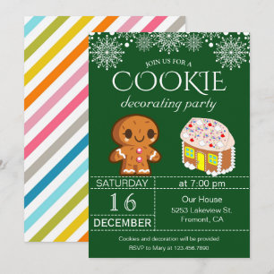Invitation de fête de décoration de biscuits de No