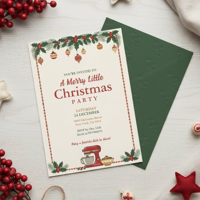 Invitation de fête de décoration de Noël (Christmas Ornament Garland Party Invitation)